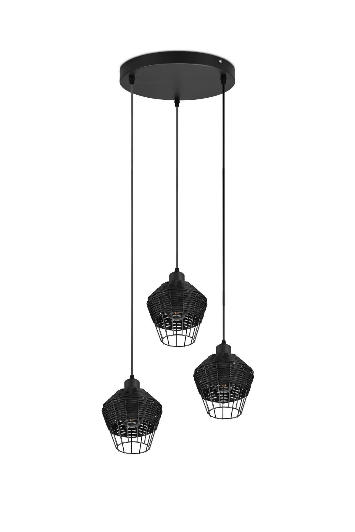 Pendelleuchte Borka Schwarz max. 40 Watt - Schwarz, ROMANTIK / LANDHAUS, Holz/Metall (41/150cm)