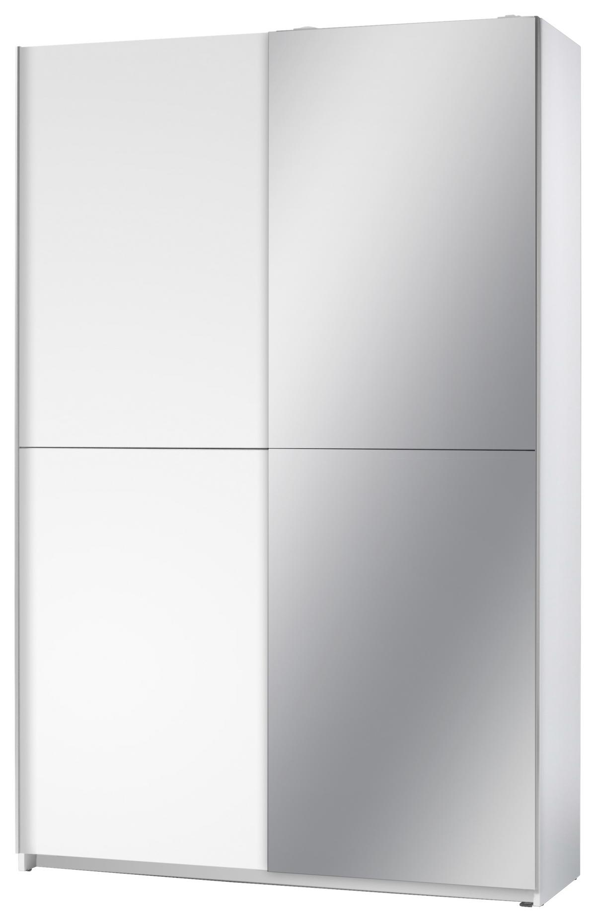 Ormar S Kliznim Vratima Slim - bijela/srebrne boje, Basics, staklo (125/195,5/38cm) - Modern Living