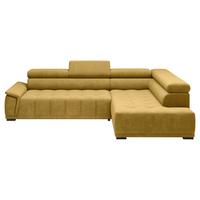 Ecksofa Senfgelb - Senfgelb/Schwarz, Modern, Kunststoff/Textil (283/206cm) - Premium Living