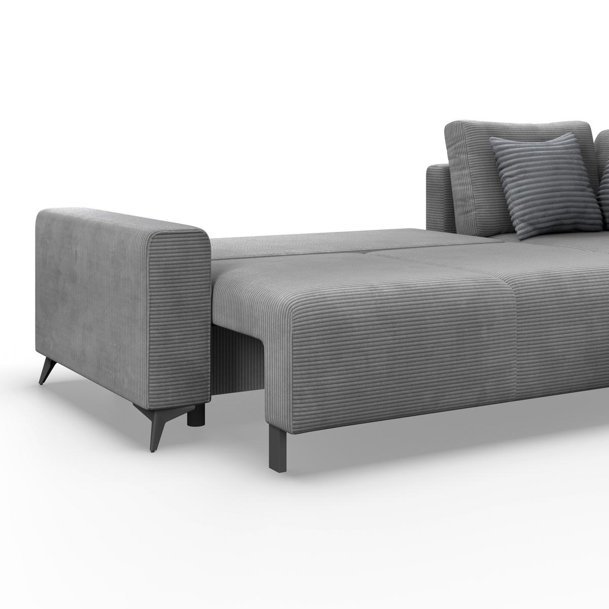 Kutna Garnitura Viktor - siva/crna, Moderno, tekstil/metal (270/212cm)