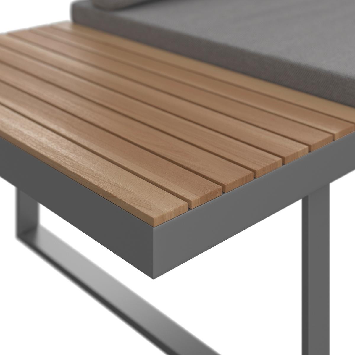 Gartenlounge Elia - Grau/Akaziefarben, Modern, Holz/Textil (236,5/75/236,5cm) - Bessagi Garden