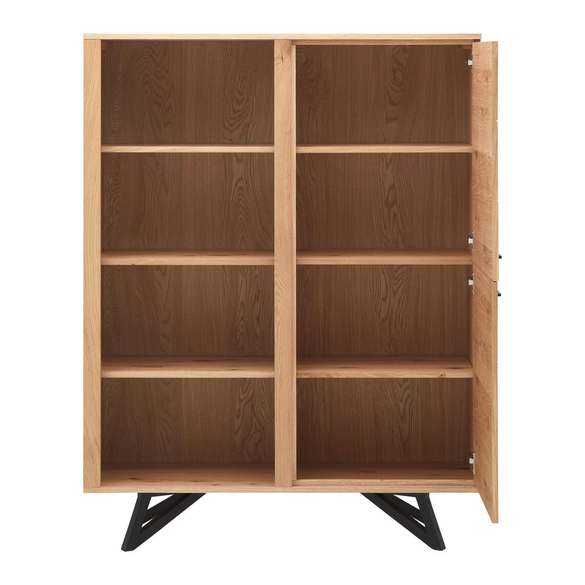 Highboard "Emilio", aus Eiche - Eichefarben/Schwarz, Modern, Holz/Metall (115/150/40cm) - Bessagi Home
