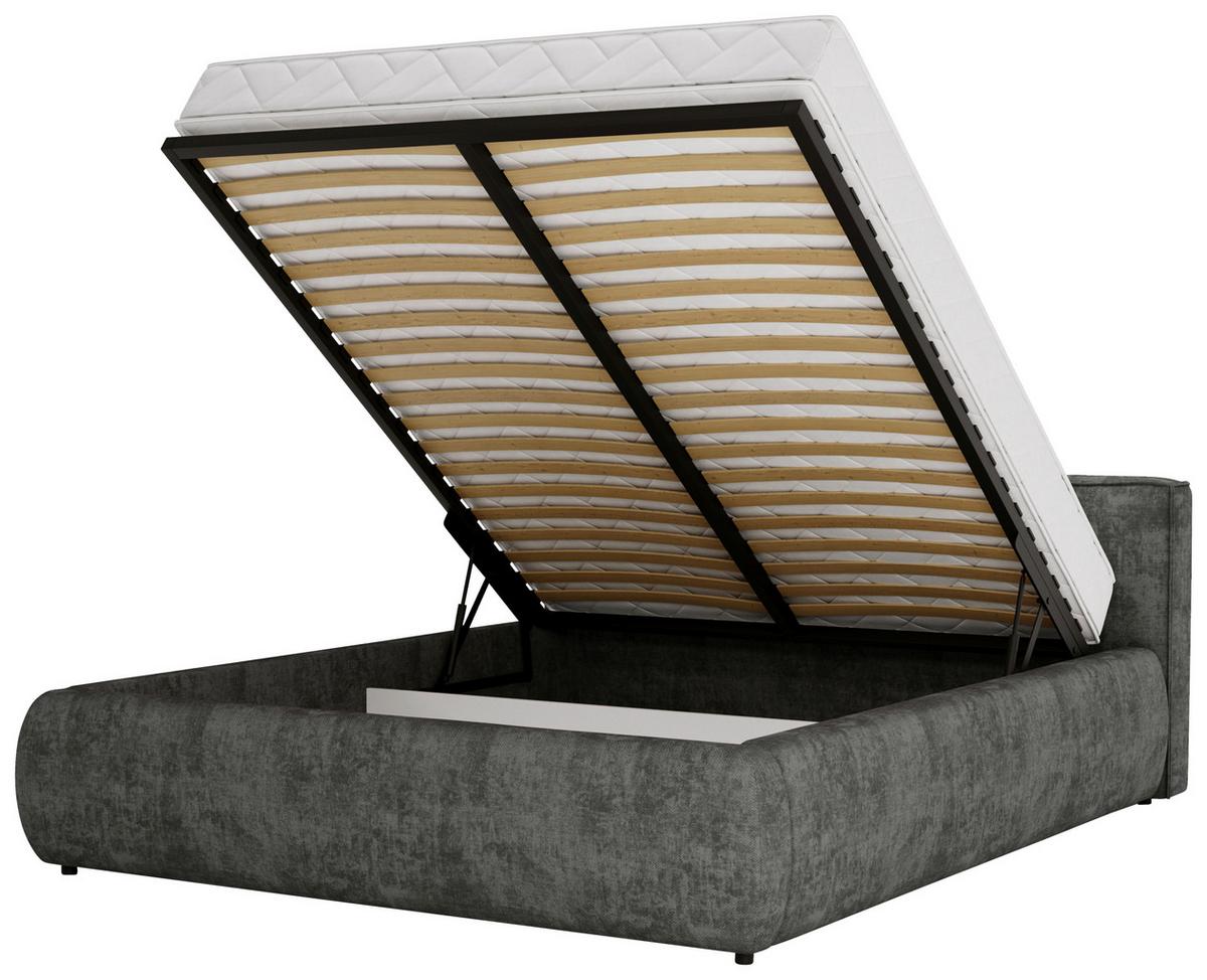 Polsterbett Olive Schwarz ca. 160x200 - Sandfarben/Schwarz, KONVENTIONELL, Holzwerkstoff/Kunststoff (160/200cm) - Mömax