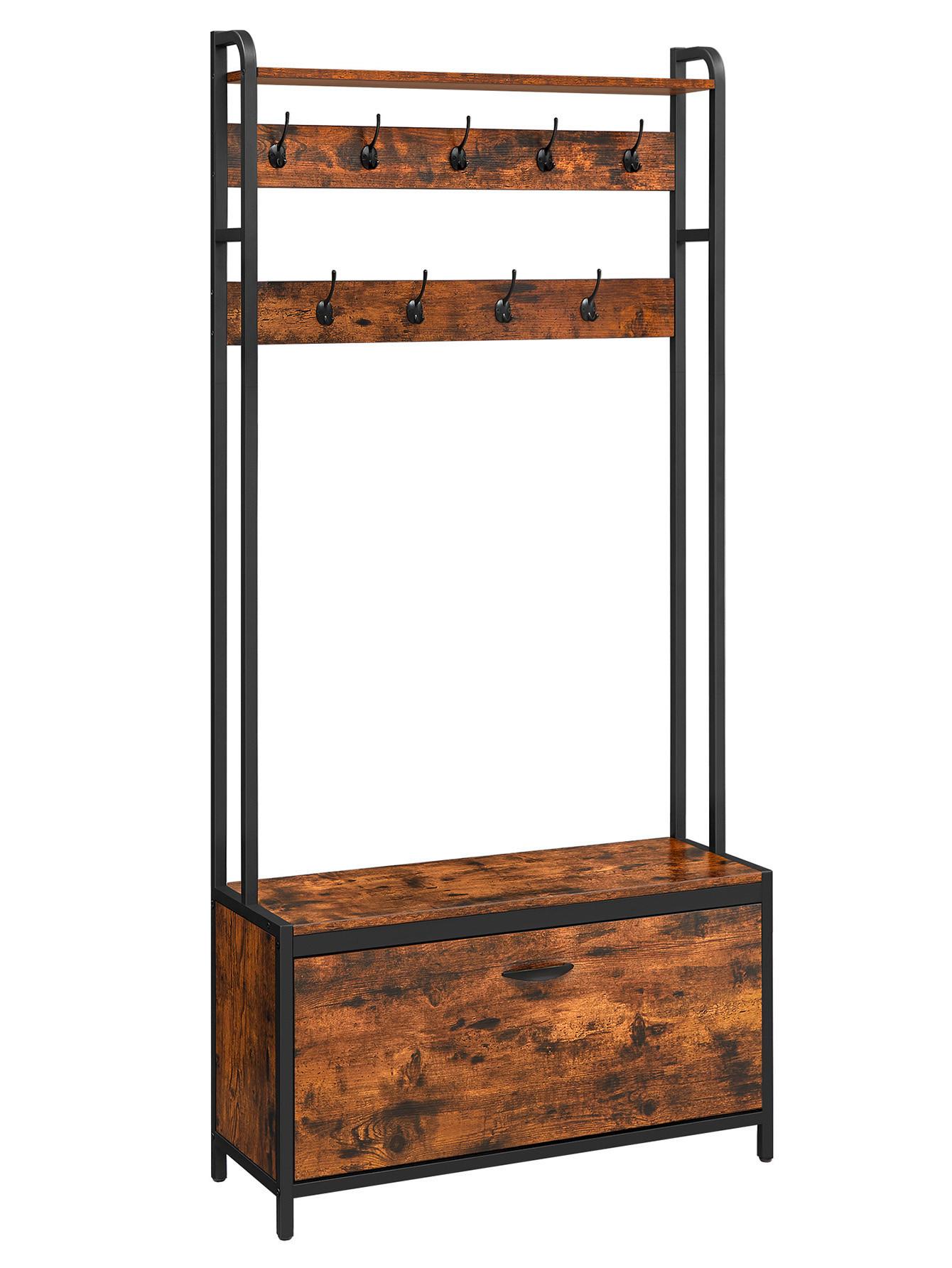 GARDEROBE HSR405B01 - Schwarz/Braun, Trend, Holzwerkstoff/Metall (85/30/180cm) - MID.YOU