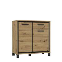 Kommode "Trondheim" , Schwarz, Eiche - Eichefarben/Schwarz, MODERN, Holzwerkstoff/Kunststoff (91,4/91,2/41,5cm) - MID.YOU