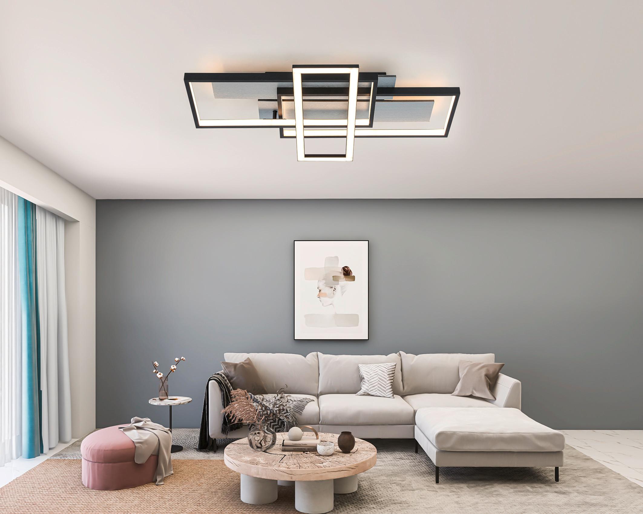 LED-Deckenleuchte Amor Schwarz/Silberfarben max.30 W - Silberfarben/Schwarz, MODERN, Holzwerkstoff/Kunststoff (66/40/7cm) - Mömax