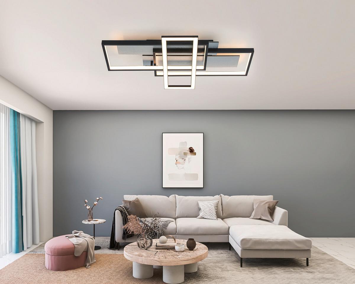 Stropna Led-svetilka Amor - srebrne barve/črna, Moderno, kovina/umetna masa (66/40/7cm) - Mömax
