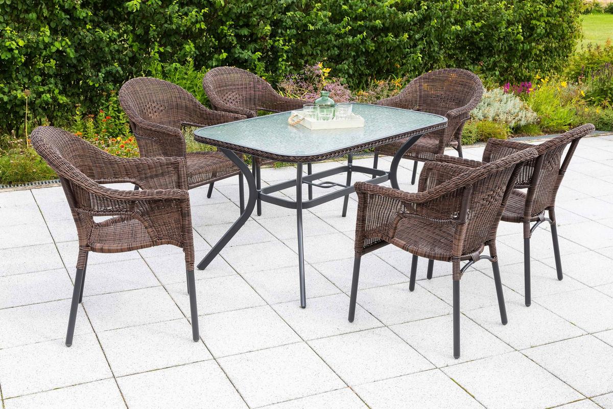 Vrtna Garnitura Ravenna, Temno Rjava, 7-Delna - temno rjava/barve grafita, Konvencionalno, kovina/umetna masa - Gardenson