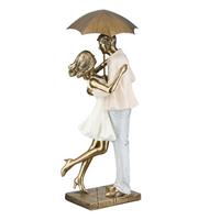 Skulptur love in the rain Creme/Goldfarben - Goldfarben/Creme, Basics, Kunststoff (17/39/14,5cm)