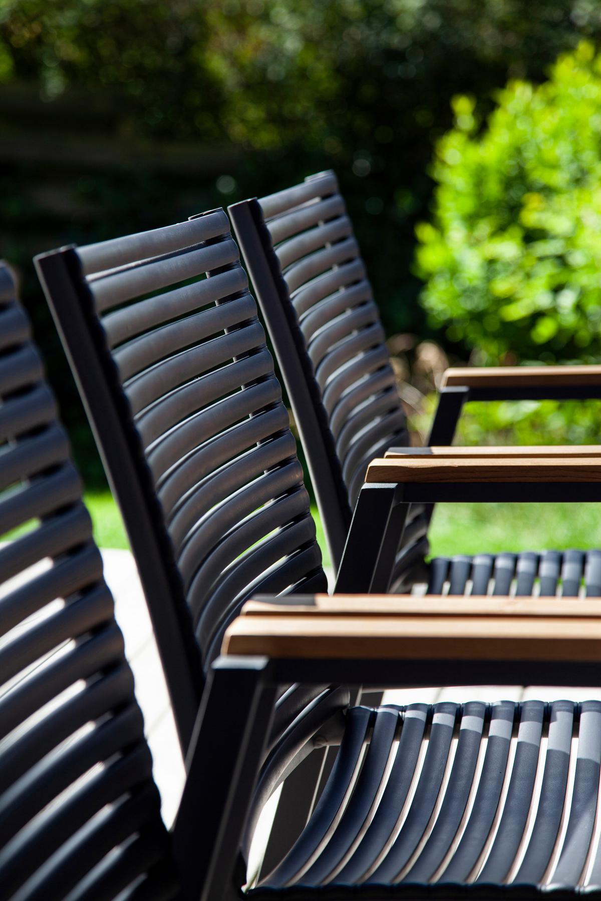 Gartentischgruppe Mood Extreme 7-tlg. Anthrazit/Teak - Anthrazit/Schwarz, Natur, Holz/Kunststoff (209/84/150cm) - Gardenson