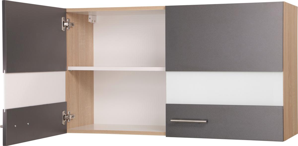 Kuhinjska Zgornja Omarica Merle, Barva Hrasta, Siva - srebrne barve/siva, Basics, kovina/steklo (100/56,1/34,6cm) - Respekta