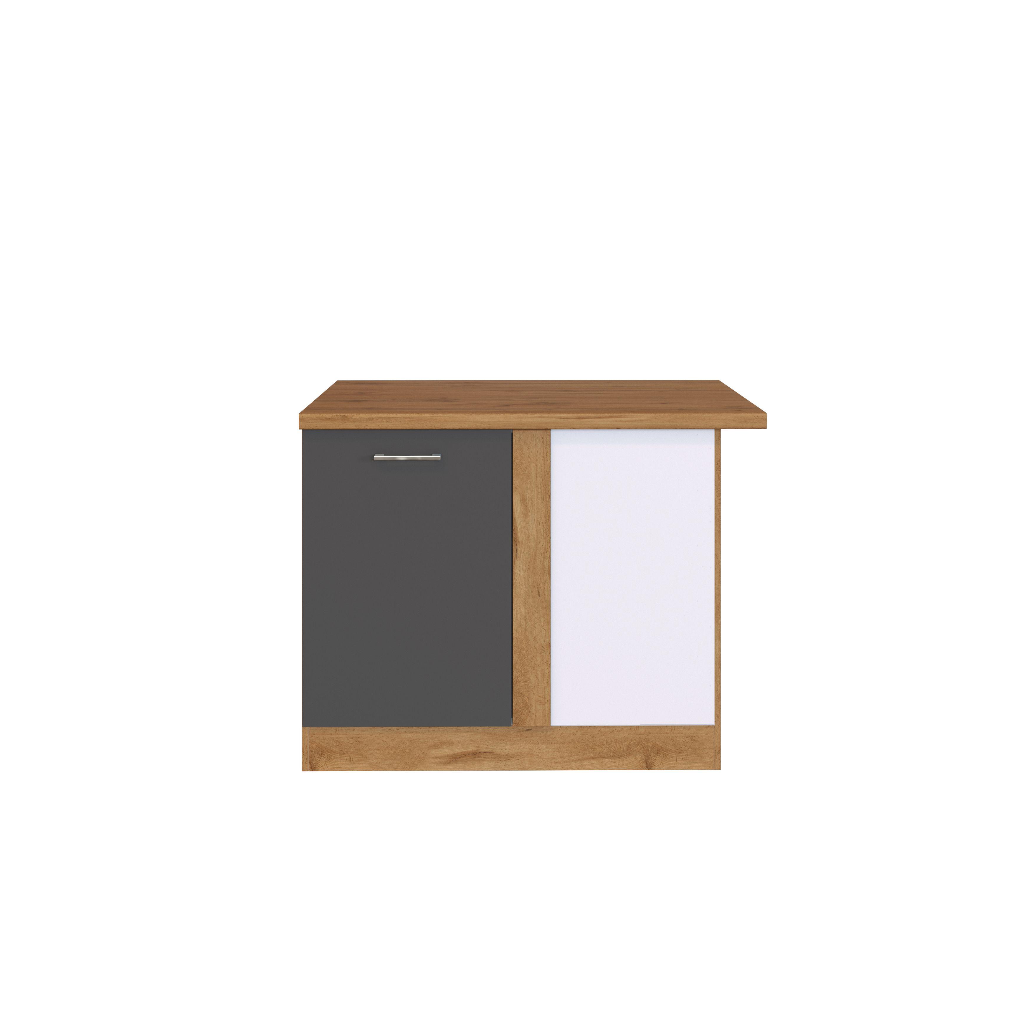 Held Eckunterschrank ca. 110 cm Anthrazit/Eiche - Chromfarben/Anthrazit, MODERN, Holzwerkstoff/Metall (110/85/60cm) - Held