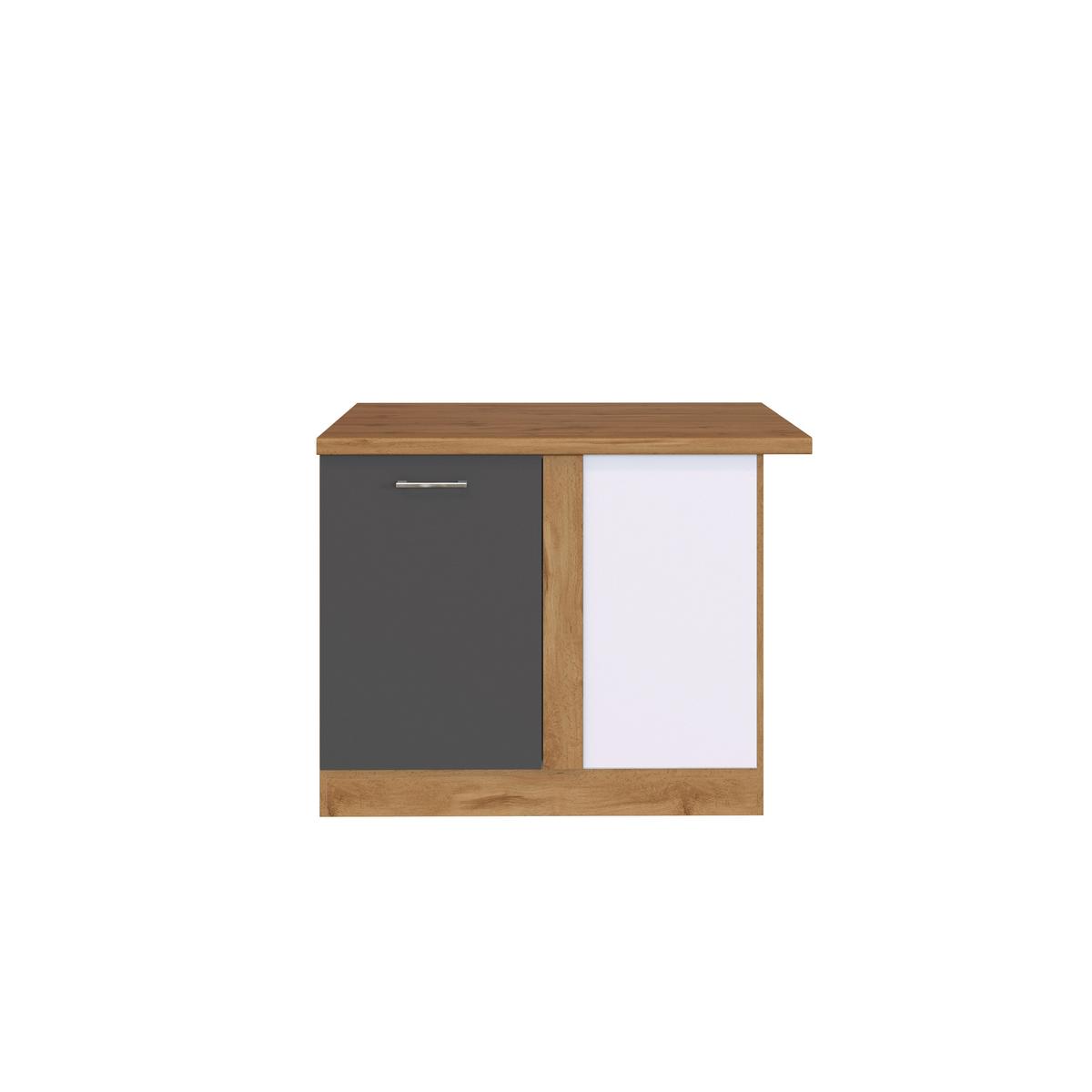 Held Eckunterschrank ca. 110 cm Anthrazit/Eiche - Chromfarben/Anthrazit, MODERN, Holzwerkstoff/Metall (110/85/60cm) - Held