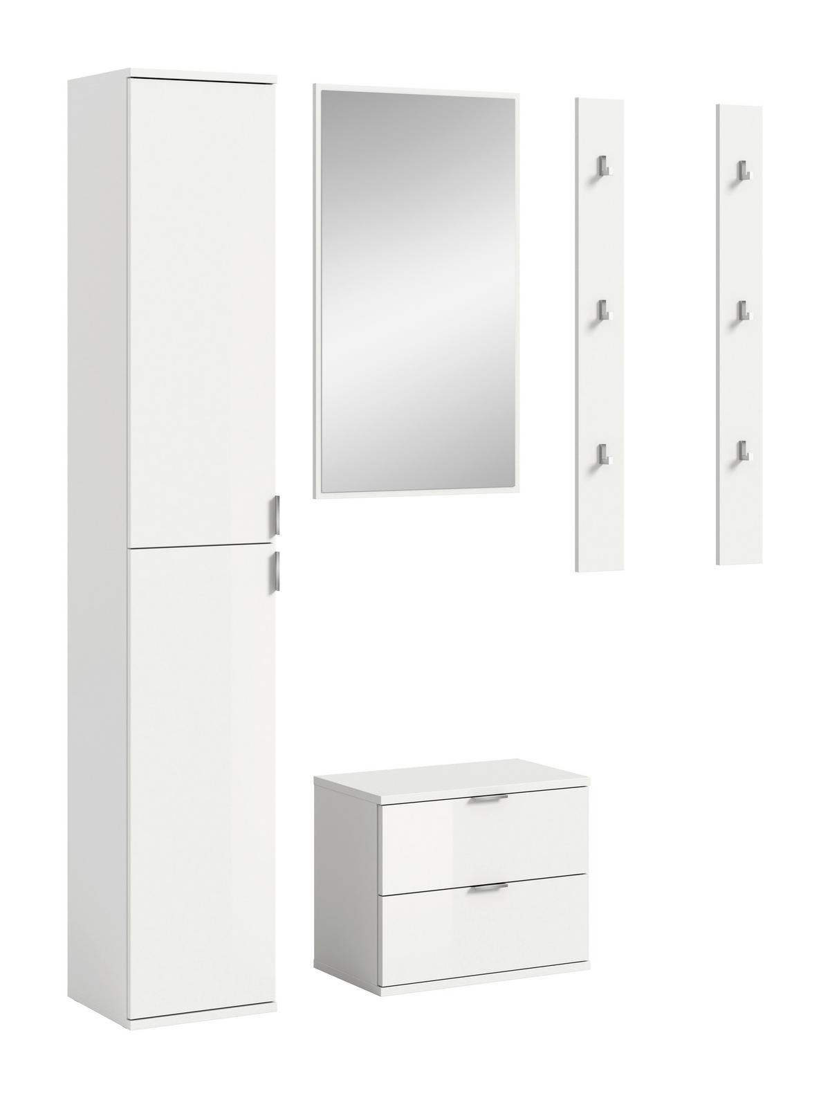GARDEROBE PROJEKT X - Weiss Hochglanz/Weiss, Design, Holzwerkstoff (148/193/34cm) - Livetastic