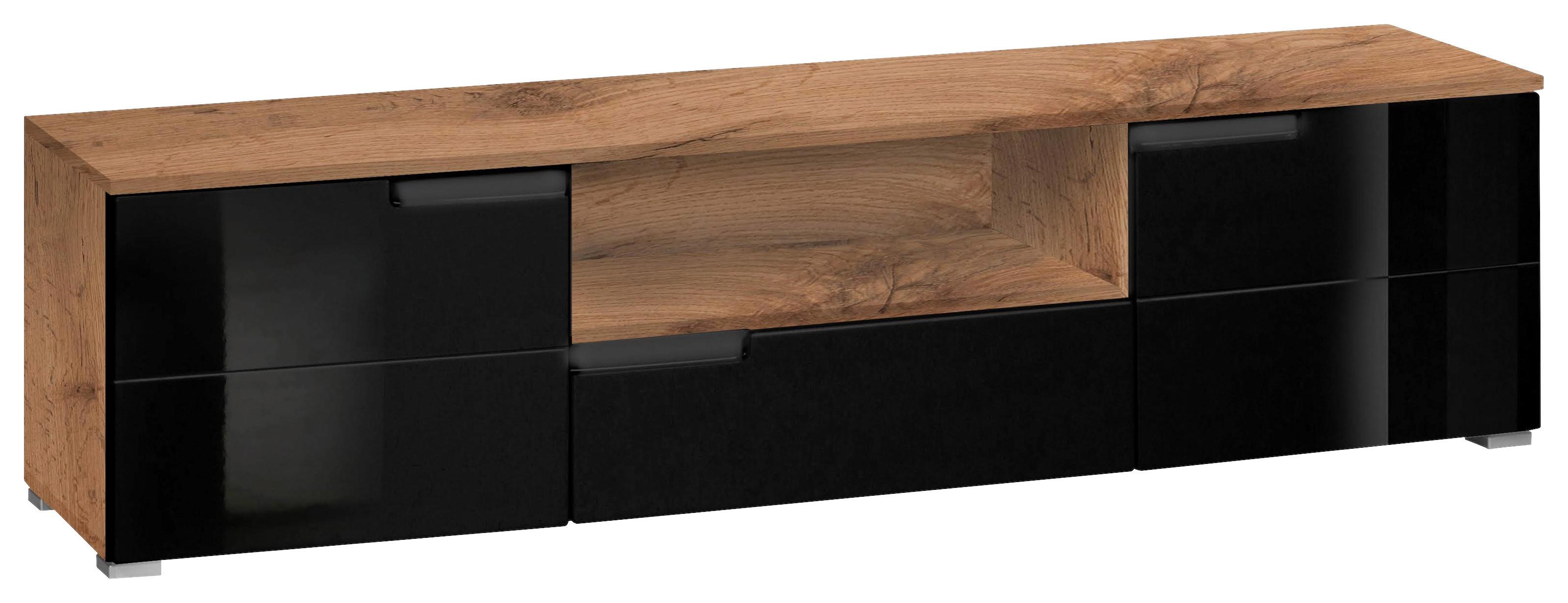 Tv-elem Fekete-tölgy Szín Moon - fekete/tölgyfa, Modern, faalapú anyag (165/42/40cm)