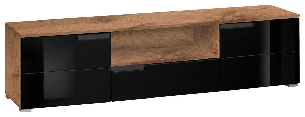 Tv-elem Fekete-tölgy Szín Moon - fekete/tölgyfa, Modern, faalapú anyag (165/42/40cm)