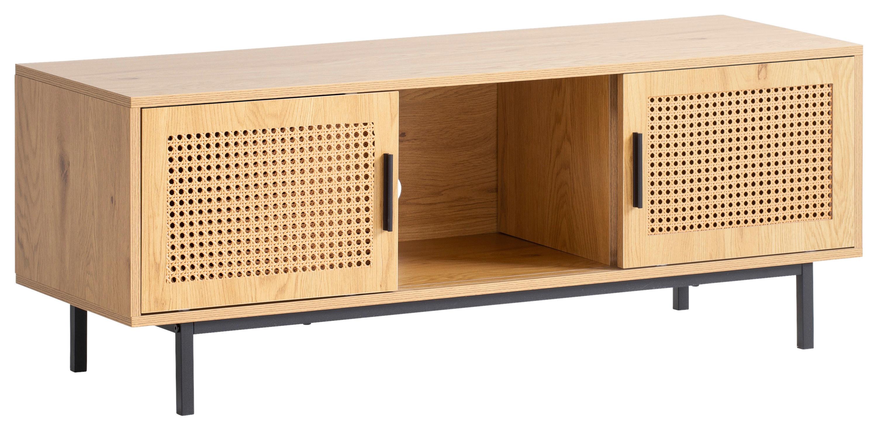 Nizka Omarica Wl6.832 - črna/barve hrasta, Konvencionalno, kovina/leseni material (120/46/40cm) - Livetastic