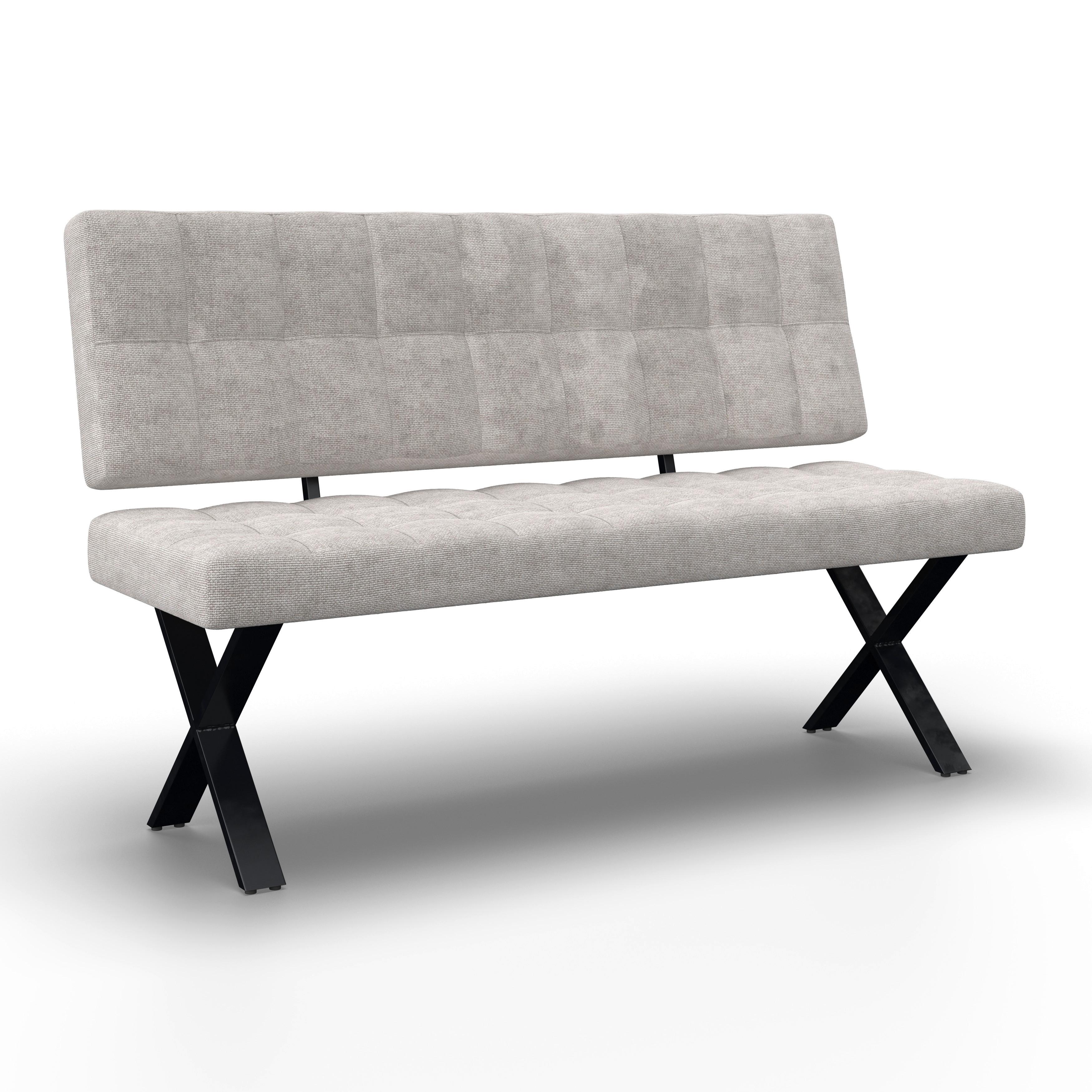 Sitzbank Nova Hellgrau Webstoff Gepolstert - Hellgrau/Schwarz, MODERN, Holz/Textil (140/97/64cm) - Bessagi Home