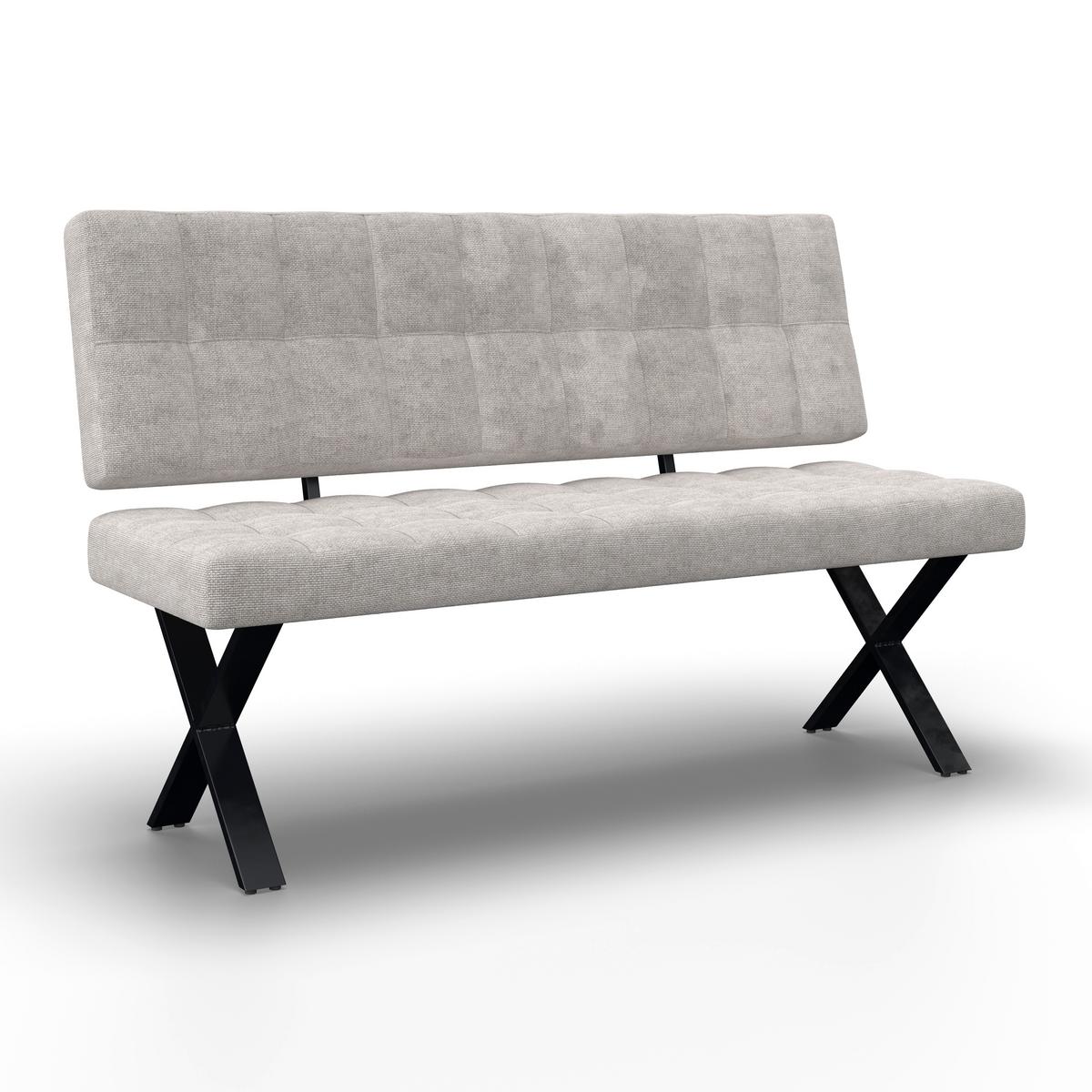 Sitzbank Nova Hellgrau Webstoff Gepolstert - Hellgrau/Schwarz, MODERN, Holz/Textil (140/97/64cm) - Bessagi Home