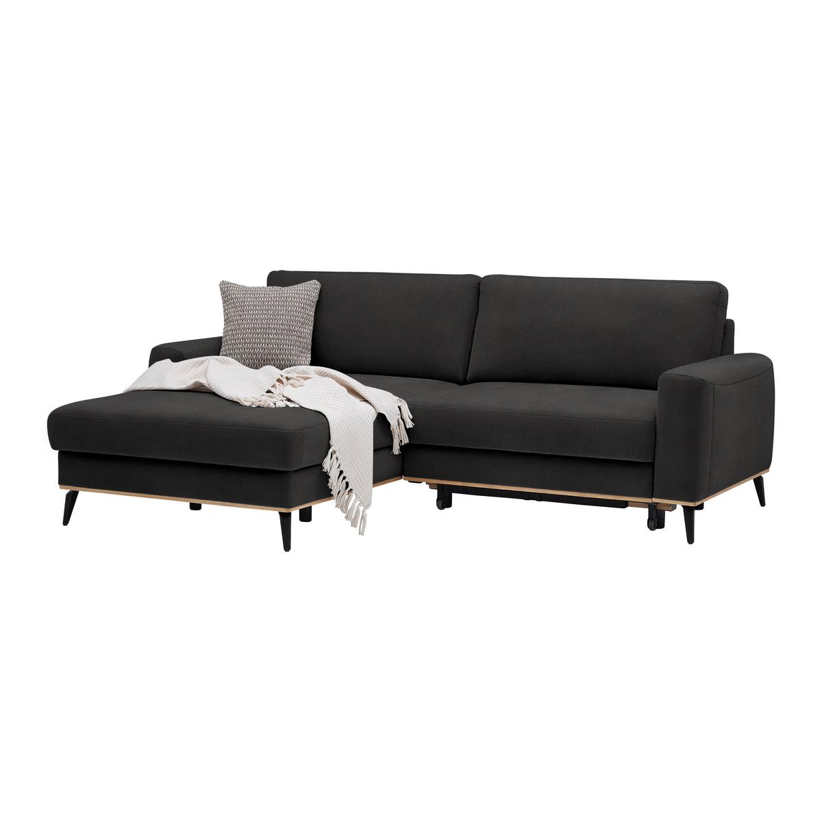 Wohnlandschaft Romeo Dunkelgrau - Dunkelgrau/Schwarz, KONVENTIONELL, Textil/Metall (167/87/234cm) - Zandiara