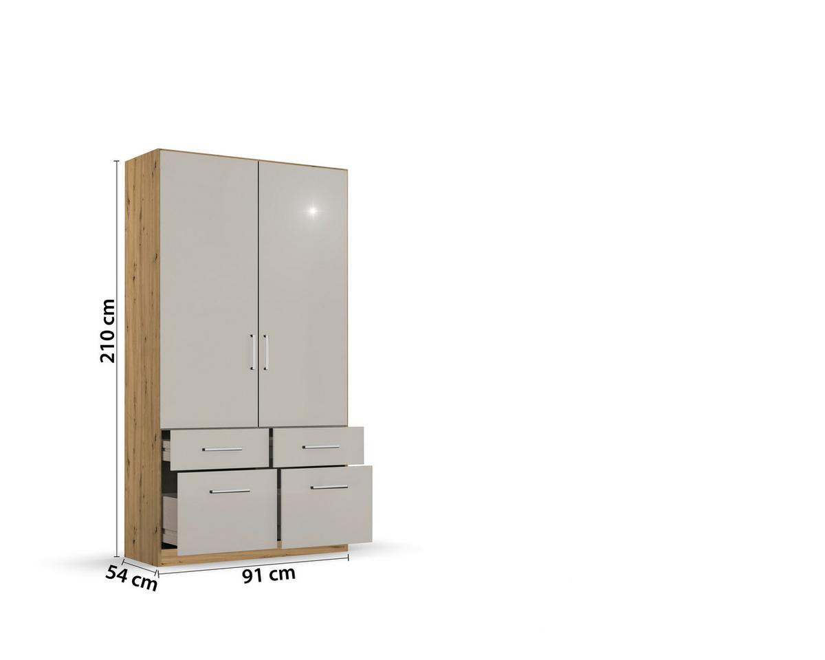 Omara Berlin, Bela, Hrast - barve kroma/siva, Moderno, umetna masa/leseni material (91/210/54cm) - Rauch Möbel