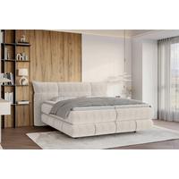 Boxspringbett Auris Creme ca. 180x200cm - Creme/Schwarz, KONVENTIONELL, Kunststoff/Textil (180/200cm) - Sembella