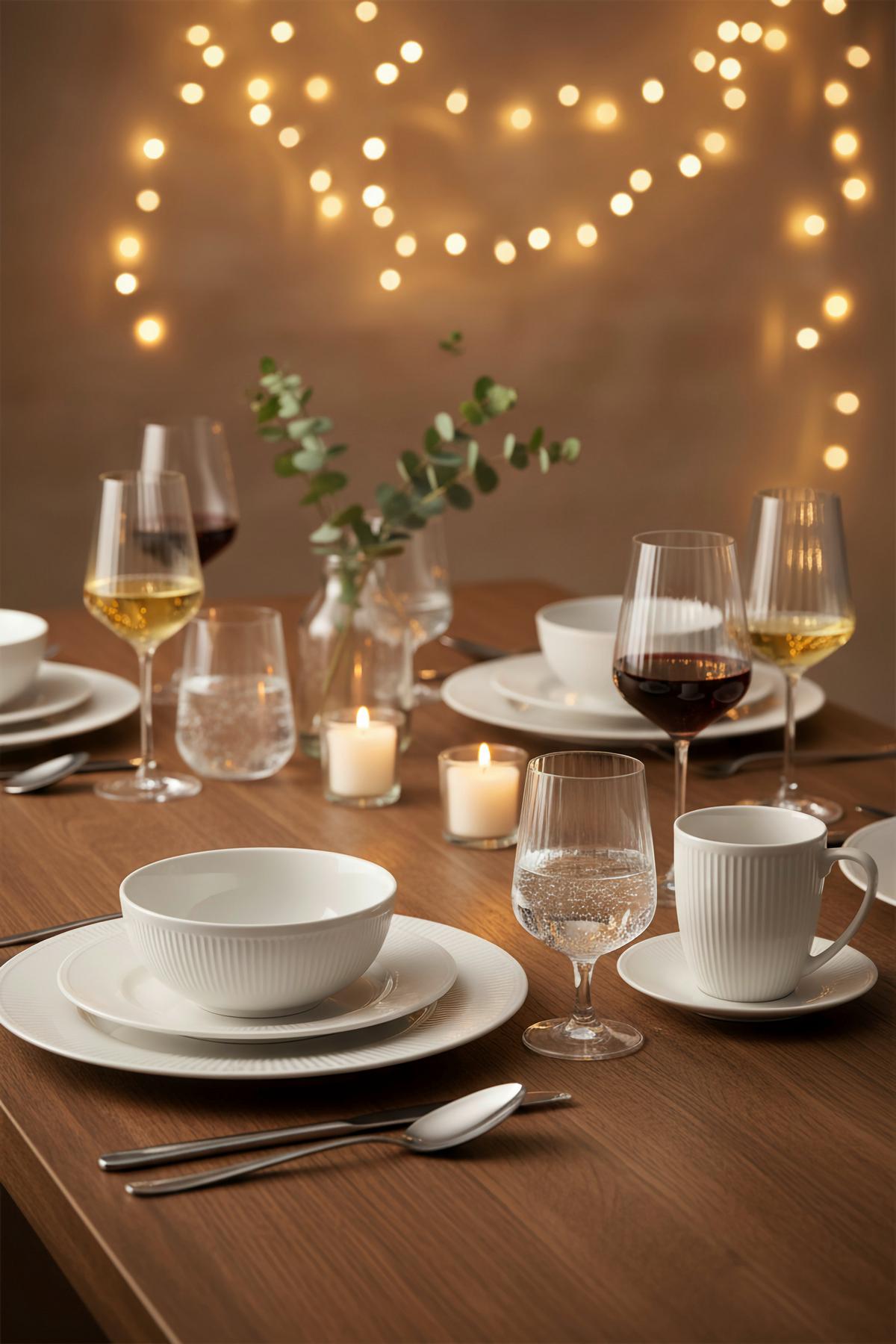 SERWIS OBIADOWO-ŚNIADANIOWY NELE - biały, Konventionell, ceramika - Landscape