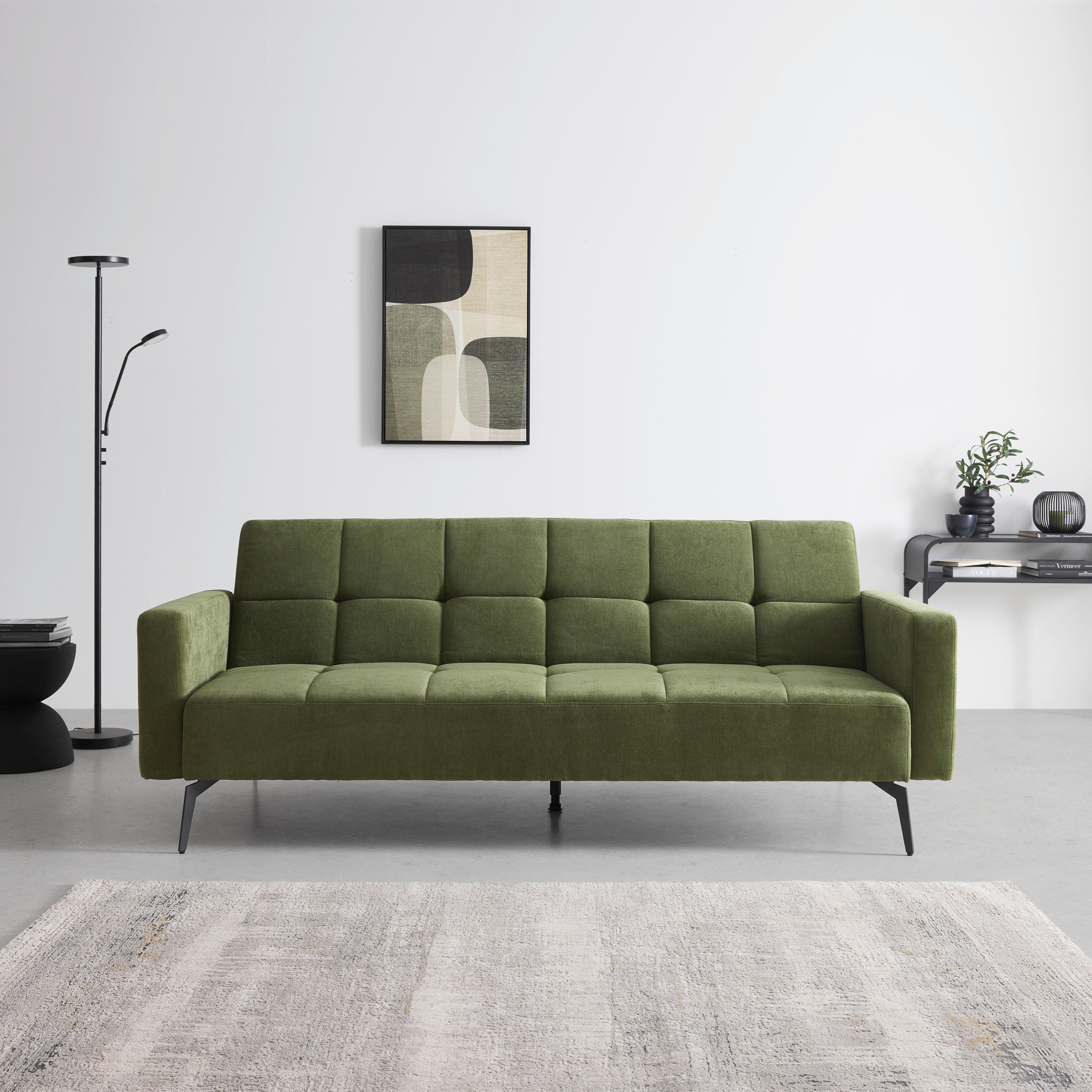 Schlafsofa Lando Grün - Schwarz/Grün, Modern, Holz/Kunststoff (224/87/100cm) - Mömax