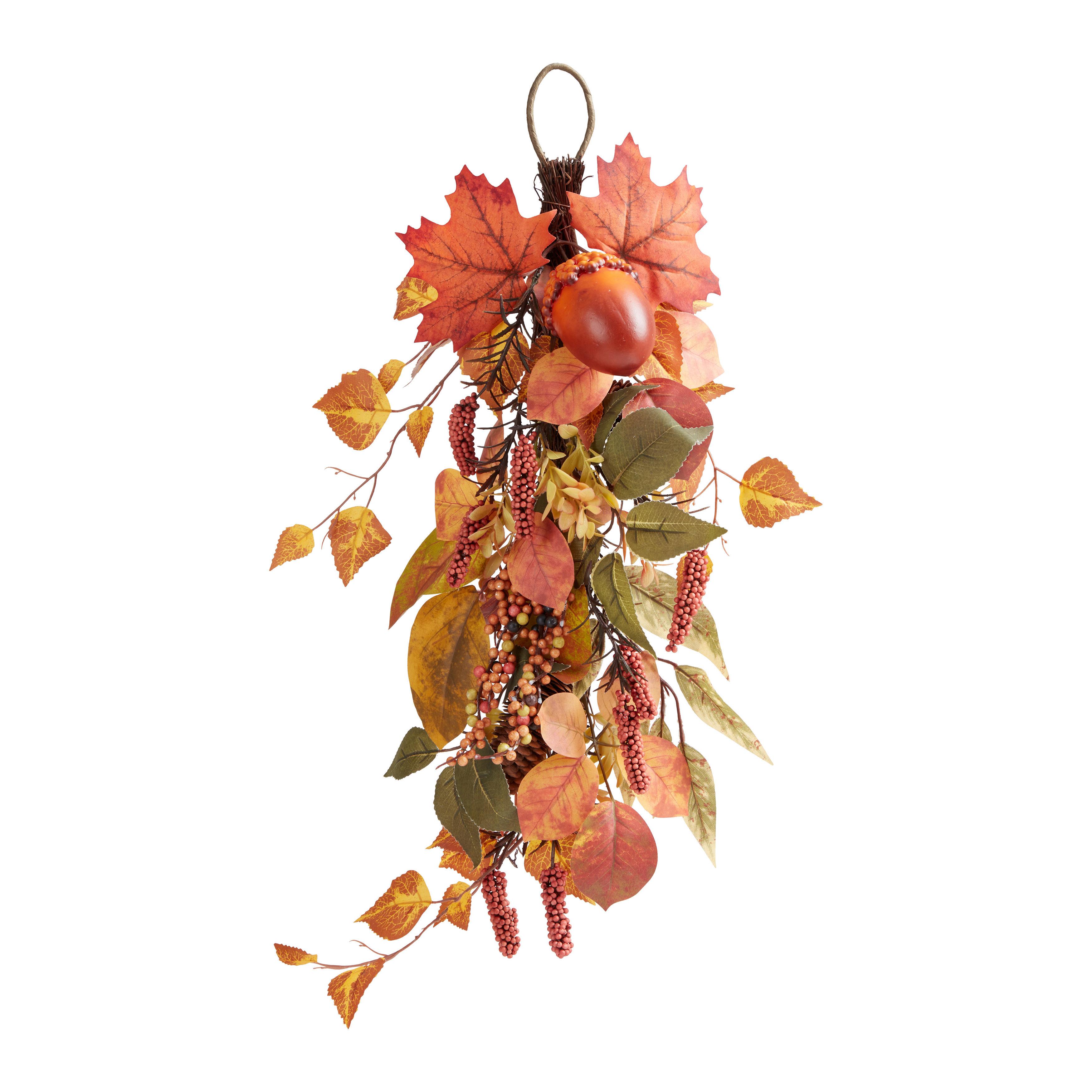Kunstpflanze Autumn Orange/Braun/Grün - Gelb/Creme, MODERN, Naturmaterialien/Papier (30/70/8cm) - Modern Living