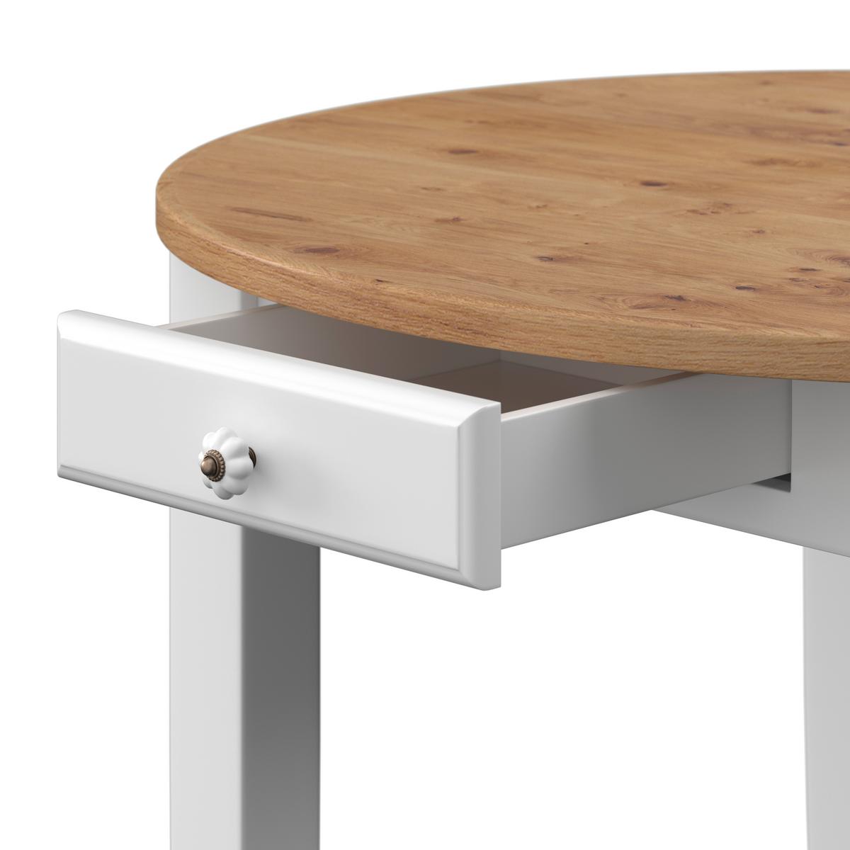 Esstisch Camden in Holz Kiefer massiv ca. Ø100 cm - Weiß/Kieferfarben, MODERN, Holz/Holzwerkstoff (100/79/100cm) - Bessagi Home