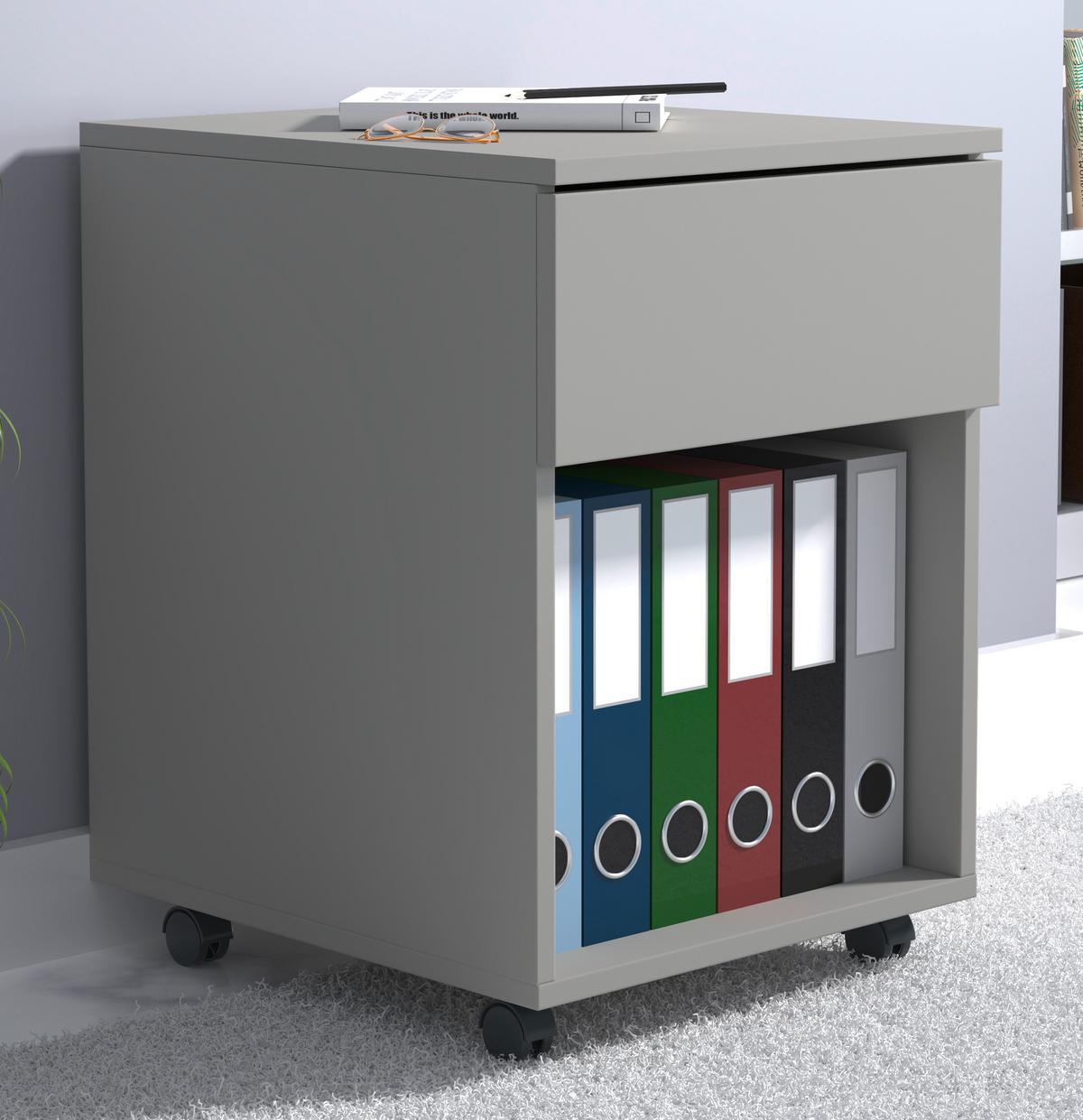 ROLLCONTAINER DALOSA 45 1-SB - Schwarz/Grau, Design, Holzwerkstoff/Kunststoff (39/55/45cm) - MID.YOU