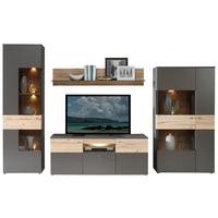 Dnevni Regal Como, Siva, Hrast, 4-Delno - barve kroma/siva, Basics, kovina/umetna masa (319/203/52cm) - MID.YOU