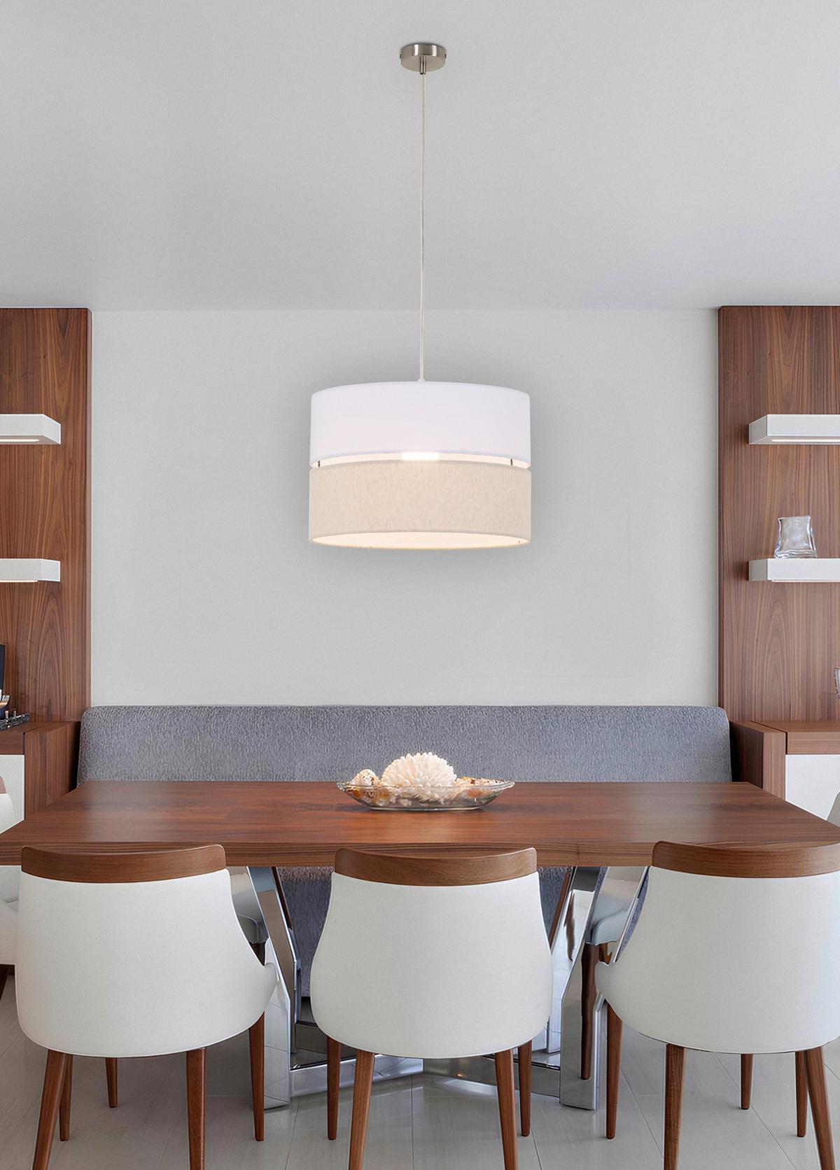 LAMPA WISZĄCA NICOLE - beżowy/biały, Modern, tworzywo sztuczne/metal (37/120cm) - Novel