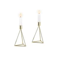 Kerzenhalter-Set Retro Design Goldfarben 2-teilig - Goldfarben, Basics, Metall (9,5/16,5cm) - Echtwerk