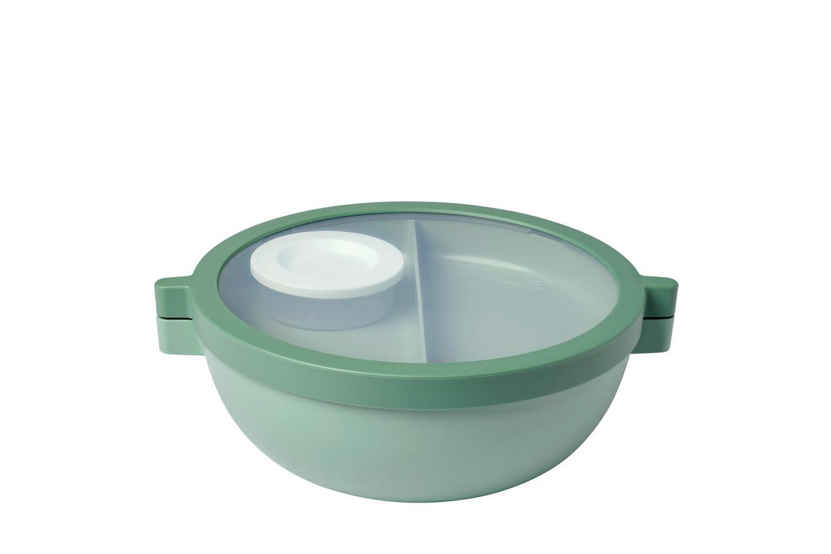 PUDEŁKO NA LUNCH BENTO 105830094700 - szałwiowy/przezroczysty, Konventionell, tworzywo sztuczne (24/20,7/8,5cm) - Mepal