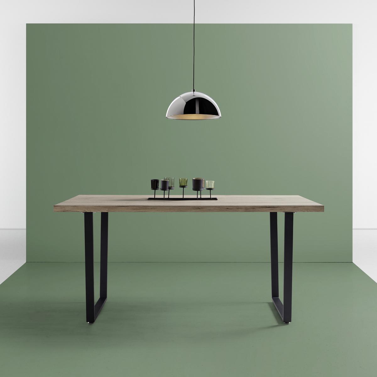STÓŁ DO JADALNI DAVE - kolor dębowy/czarny, Modern, metal/drewno (160/90/76cm) - Bessagi Home