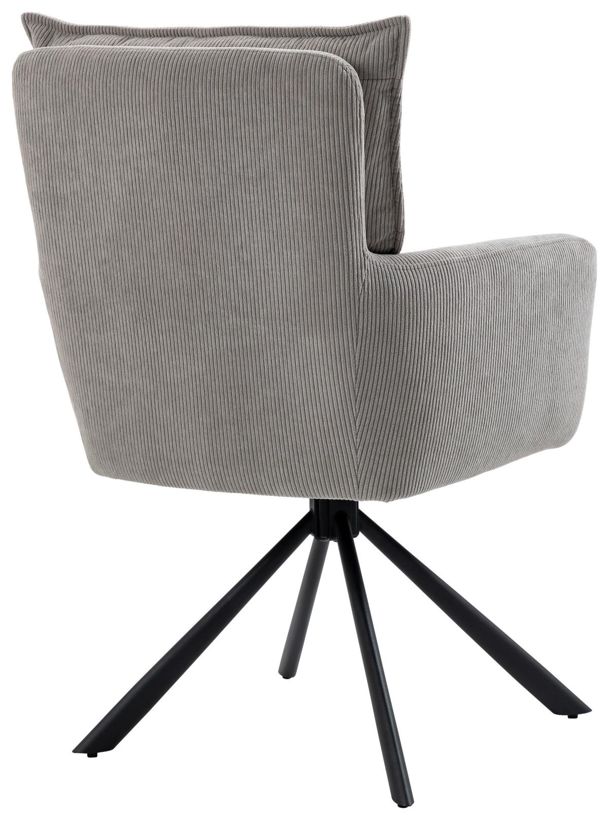 KRZESŁO Z PODŁOKIETNIKAMI POINT - czarny/taupe, Design, metal/tkanina (60/95/67cm) - Novel