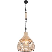 Viseča Svetilka Halia - črna/rjava, Basics, kovina/naravni materiali (30/135cm) - Globo