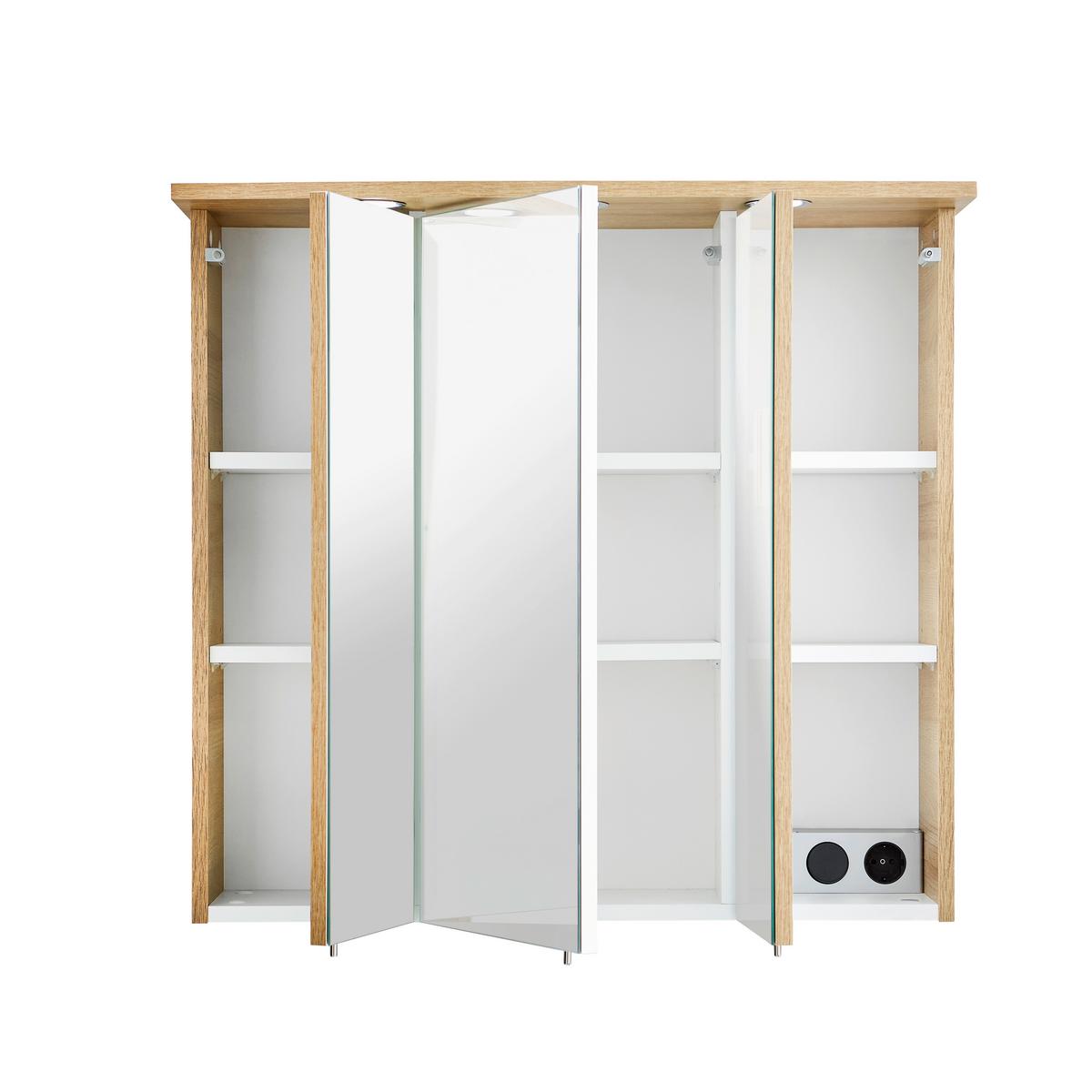 SZAFKA Z LUSTREM PAULA - kolor dębowy/kolor chromowy, Konventionell, materiał drewnopochodny/metal (75/72/20cm) - Xora