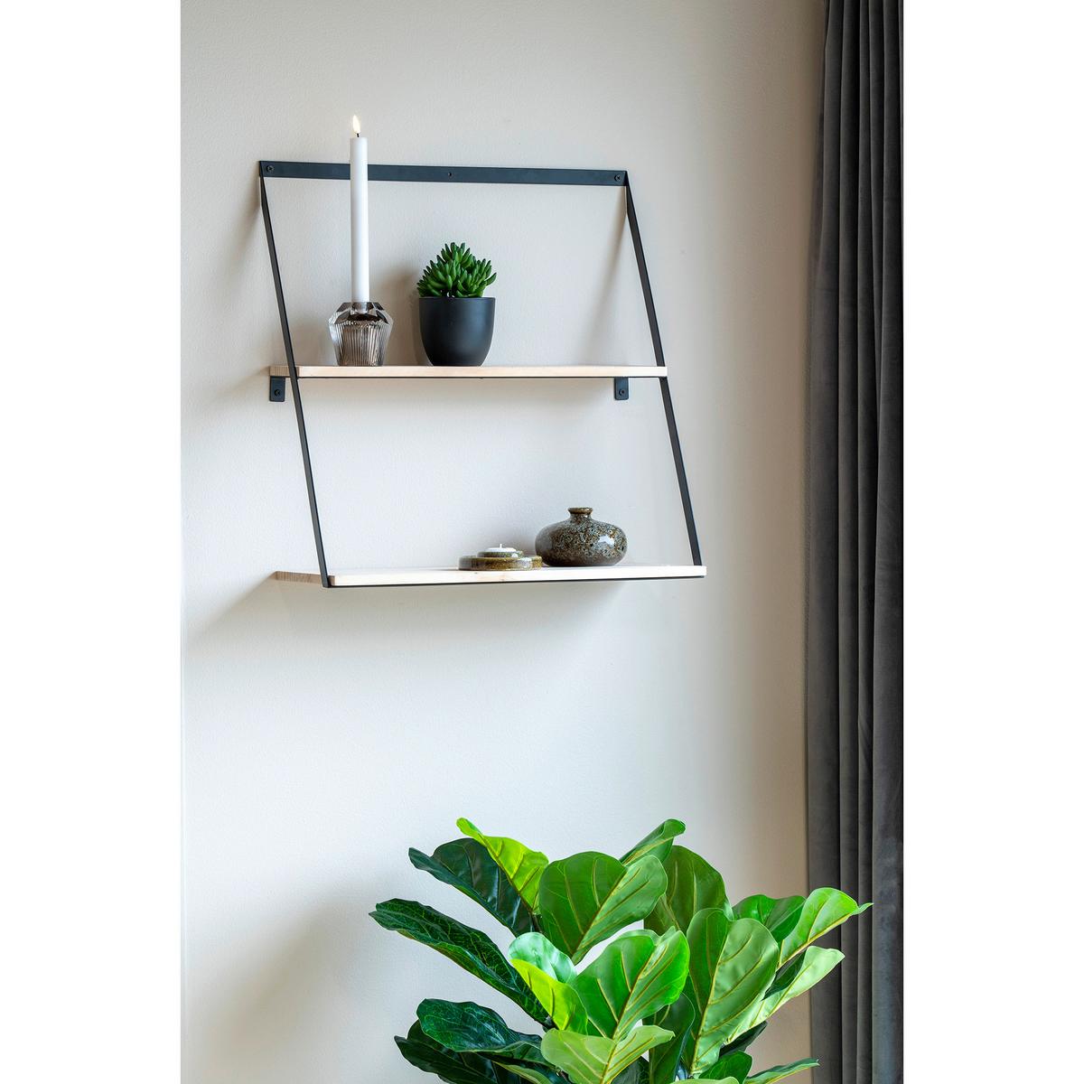 Wandregal Bern Wall Shelf Braun/Schwarz - Schwarz/Braun, Design, Holz/Metall (50/52/21cm)