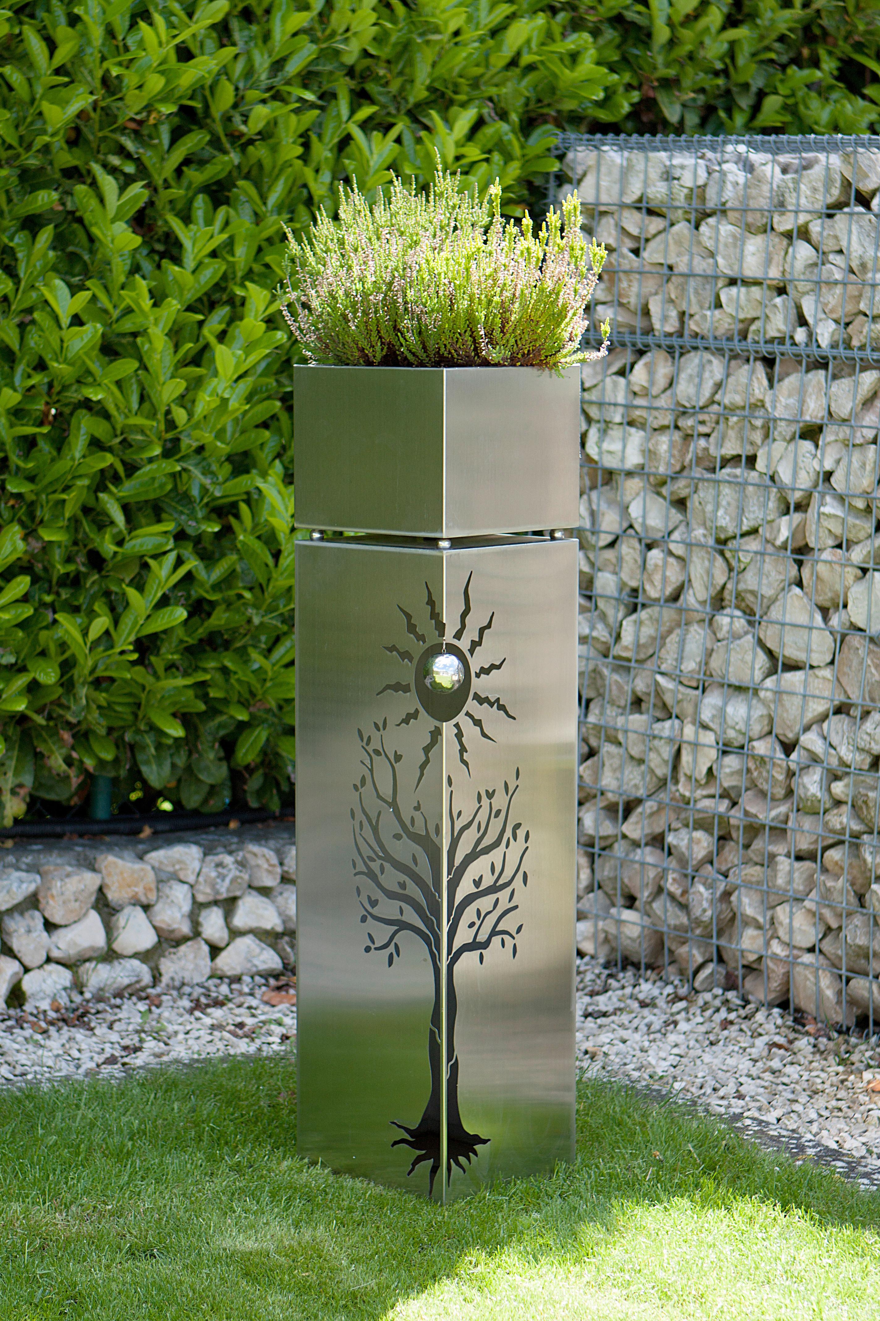 Blumensäule Buche ca. 25x102 cm Edelstahl - Silberfarben, Basics, Metall (25/102/25cm)