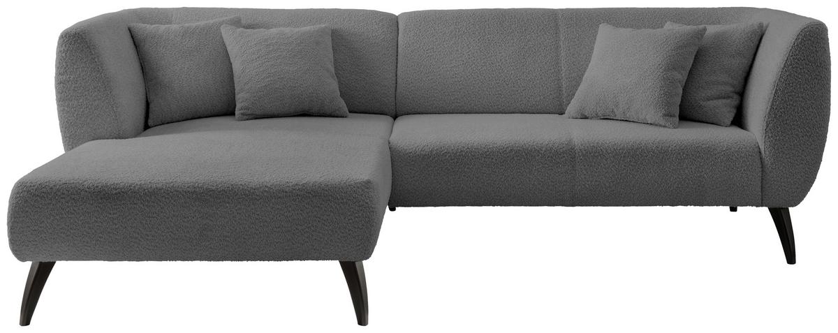Wohnlandschaft Colori Anthrazit Bouclé - Anthrazit/Schwarz, MODERN, Holz/Textil (160/264cm) - MID.YOU