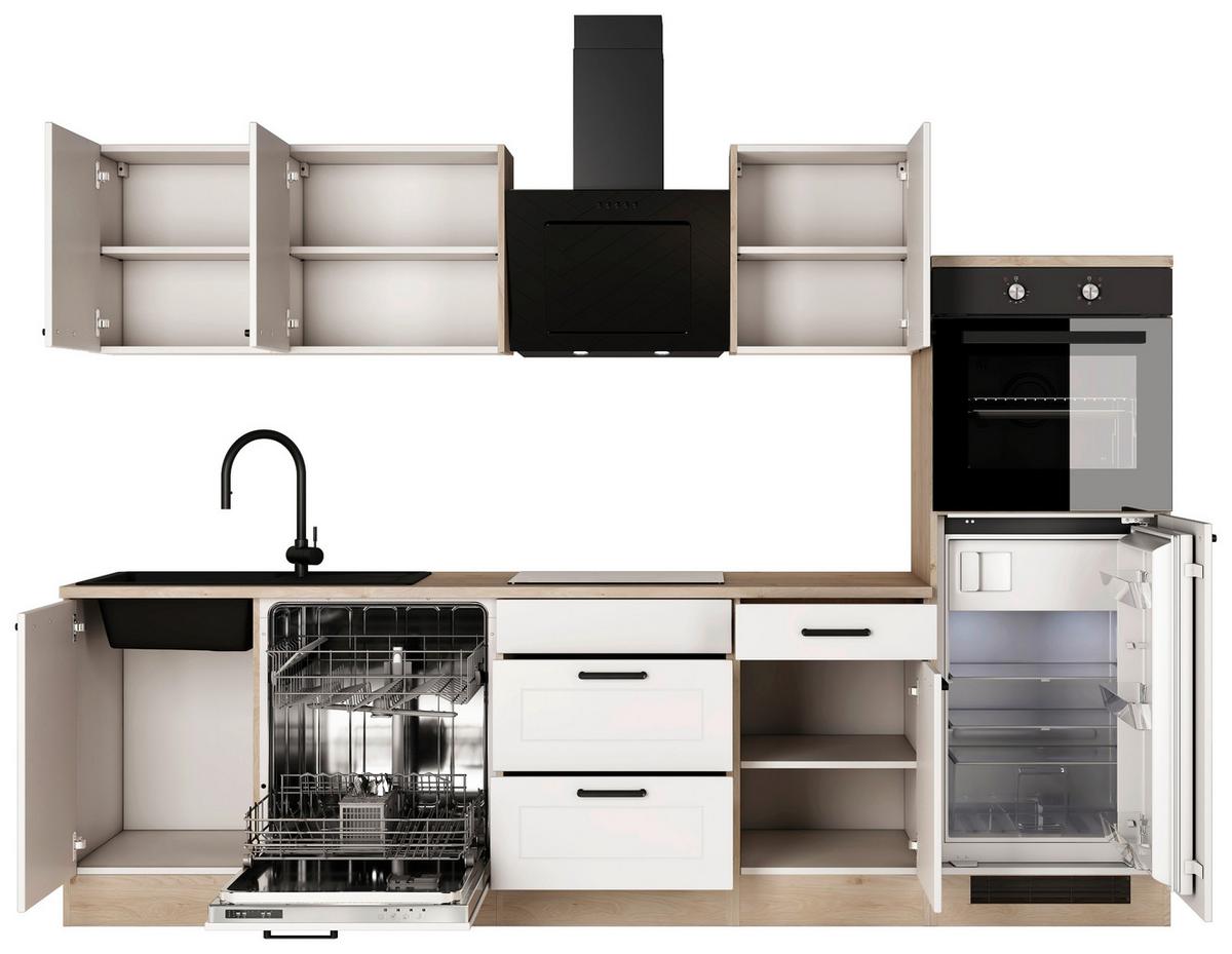 Kuhinjski Blok Brez Aparatov Julia, Bela, Barva Hrasta - črna/barve hrasta, Basics, kovina/leseni material (280cm) - FlexWell