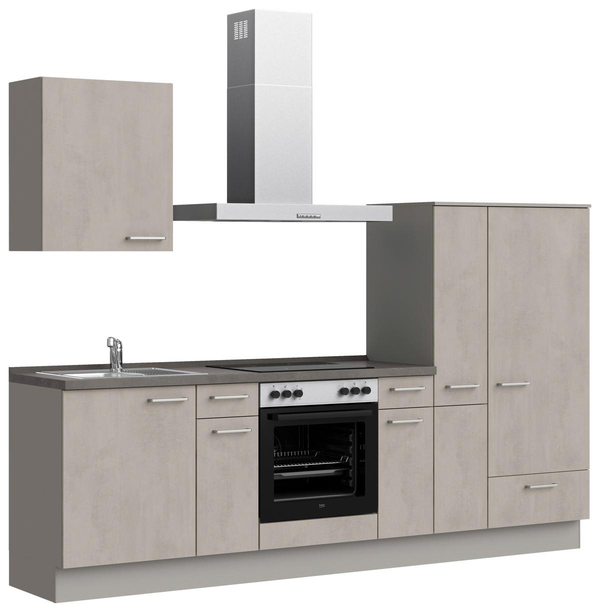Küchenblock Riva Low m. Geräten Grau - Schieferfarben/Edelstahlfarben, MODERN, Holzwerkstoff/Metall (270cm) - Nobilia