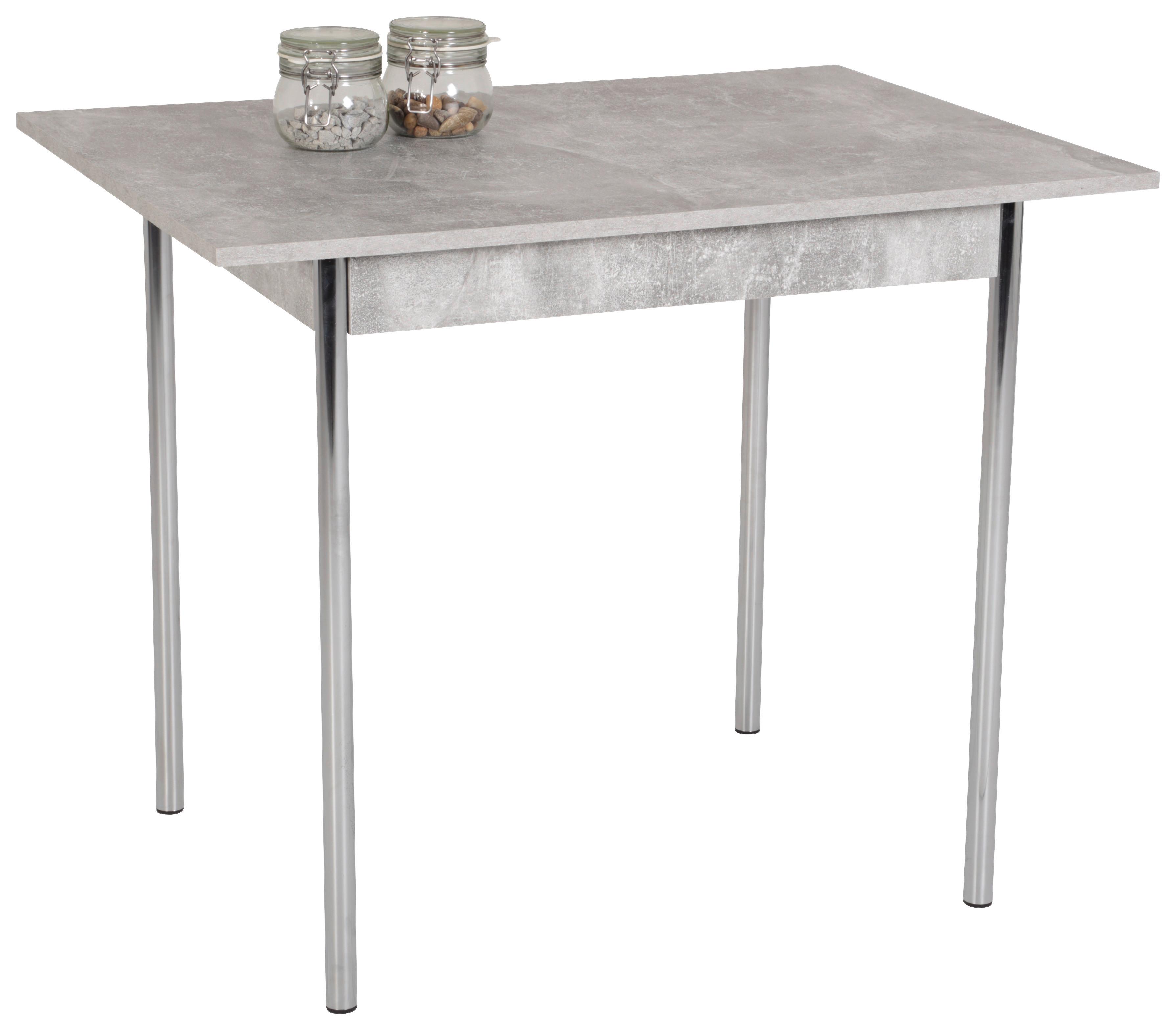 STÓŁ DO JADALNI KÖLN II - szary/kolor chromowy, Design, materiał drewnopochodny/metal (75/55/72cm) - Carryhome