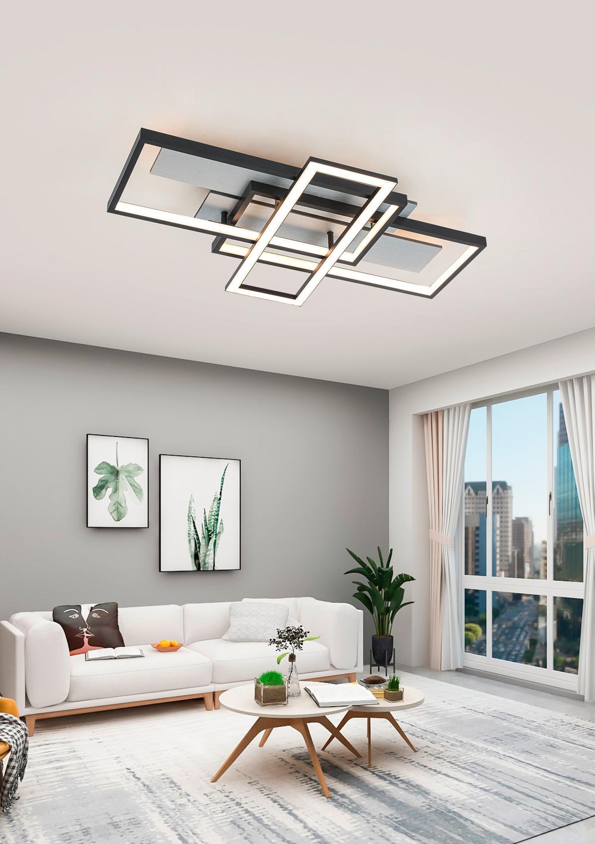 Stropna Led-svetilka Amor - srebrne barve/črna, Moderno, kovina/umetna masa (66/40/7cm) - Mömax