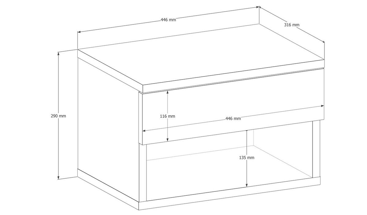 Nachttisch Hestia ca. 44,6x29x31,6 cm Anthrazit - Anthrazit, Design, Holzwerkstoff (44,6/29/31,6cm) - MID.YOU