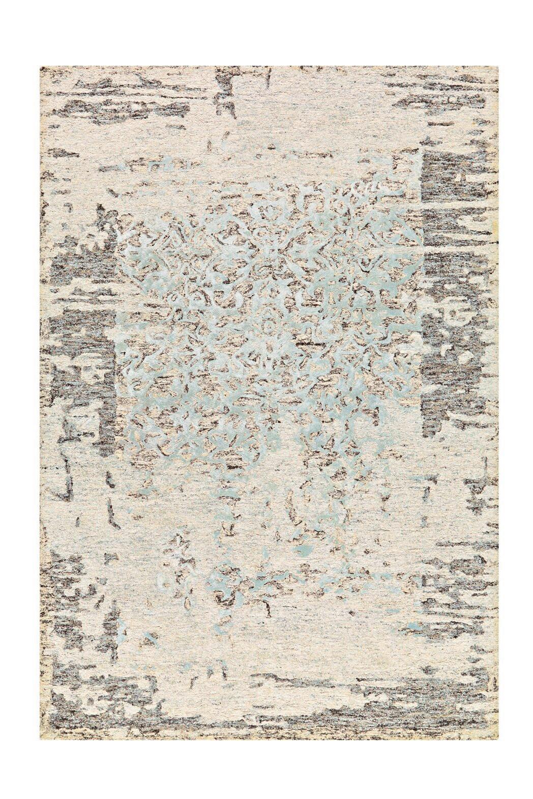 Flachwebeteppich Damast 8067 Grau/mint 120x180 - Grau/Mintgrün, Basics, Textil (120/180cm) - Kayoom