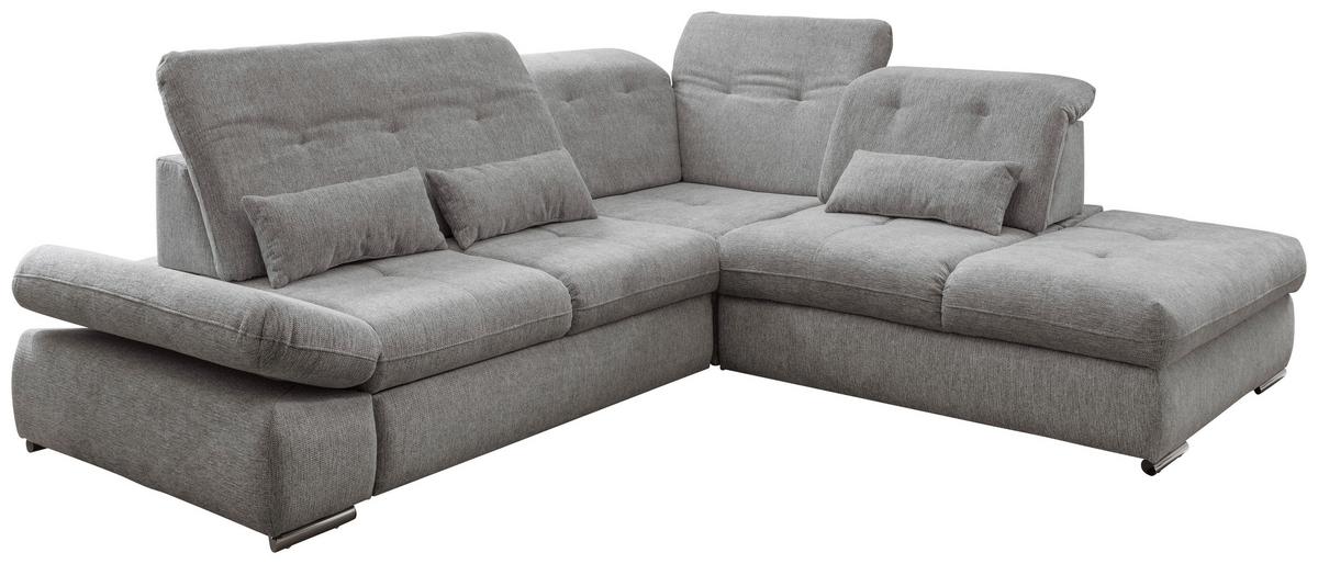 Wohnlandschaft Dalida Silberfarben Chenille - Chromfarben/Silberfarben, Design, Textil/Metall (280/254cm) - Livetastic