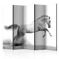 Paravan White Gallop I, 5-Delni, Dvostranski - siva/bela, Basics, tekstil/les (225/172/3cm) - artgeist